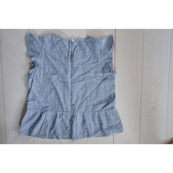 Crewcuts Girls Blue Chambray Peplum Top - Size 10 - Picture 7 of 7
